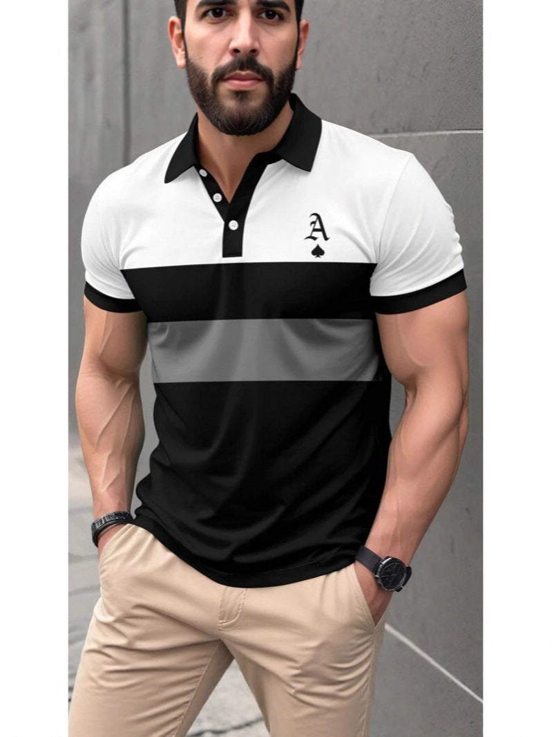 Mens 3D-printed Short-sleeve Button-up Polo Shirt