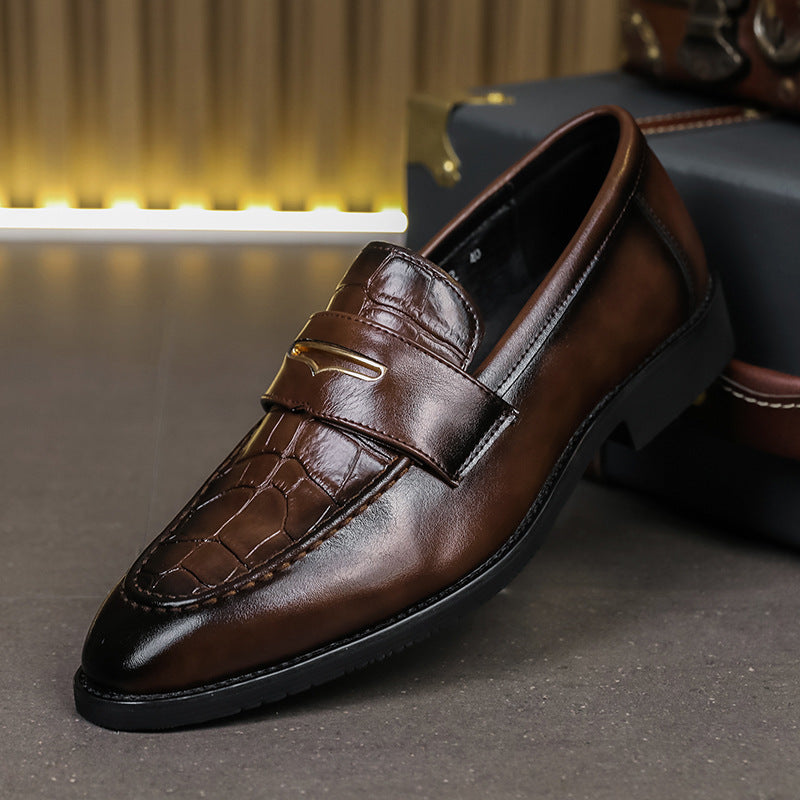 Zapatos de cuero puntiagudos sin cordones para hombre de talla grande para vestir formal o informal de negocios