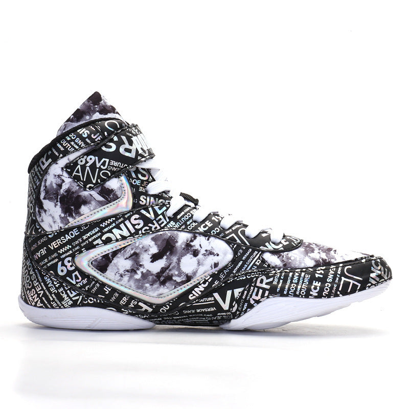 Zapatillas de boxeo altas de moda con grafiti para hombre