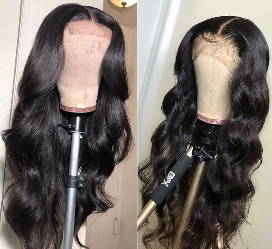 Peluca frontal de encaje con ondas corporales para mujeres negras