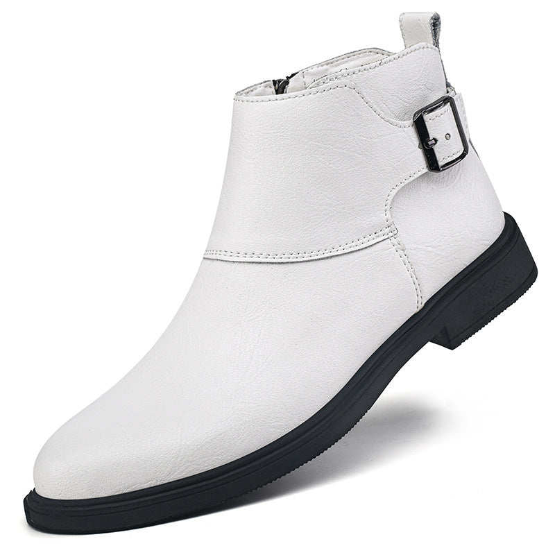 Botines de cuero estilo británico con cremallera y caña alta