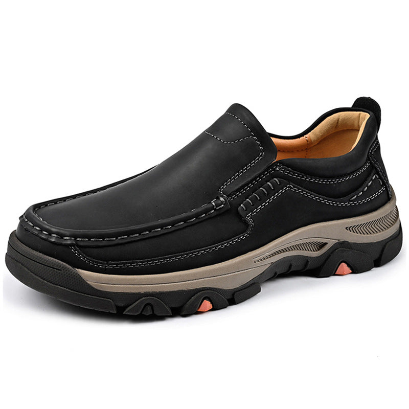 Zapatos de cuero casuales sin cordones ligeros de talla grande para hombre