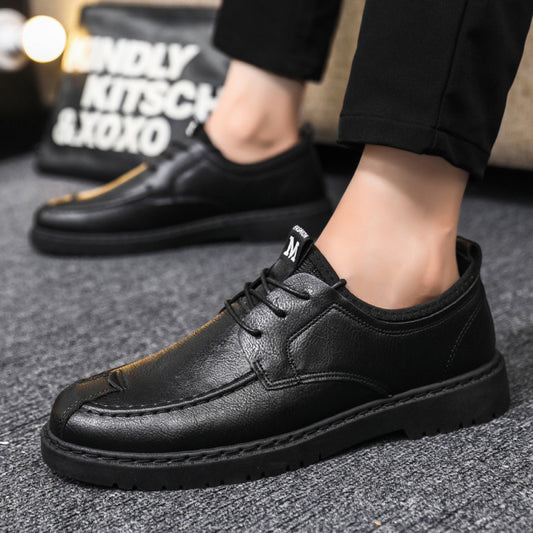 Zapatos de cuero de hombre, informales, con cordones, para uso diario, a la moda