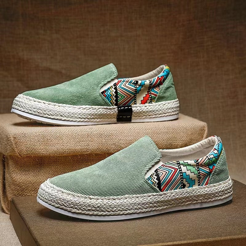 Zapatos casuales de lona fina y transpirable de verano de seda helada con suela blanda antideslizantes y combinables con puntera ancha