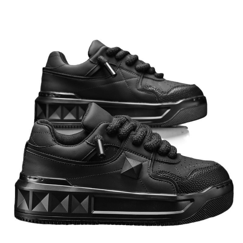 Zapatos blancos pequeños de suela gruesa con alzas, deportivos para hombre