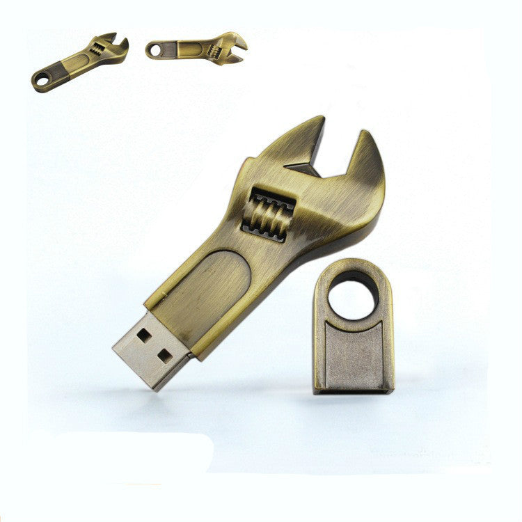 Regalo para conferencia de negocios de empresa: USB con forma de llave inglesa de metal, doble cabeza de flor de ciruelo