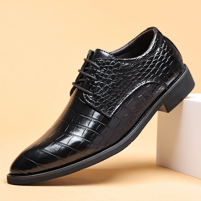 Zapatos de cuero británicos con textura de pez para hombre, estilo casual de negocios