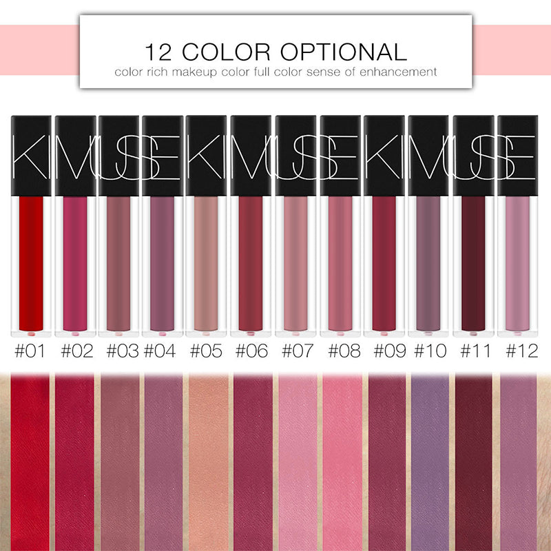 KIMUSE Maquillaje Labial Líquido Mate Suave Lápiz Labial Mate Impermeable Cosmético Maquillaje Labial Larga Duración Lápiz Labial Mate Maquillaje