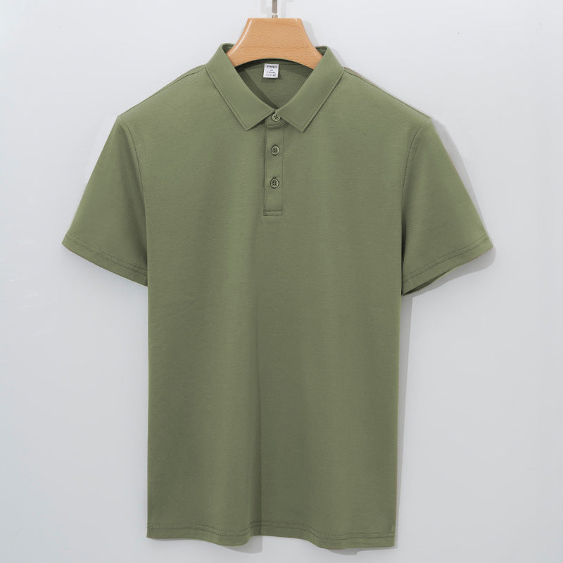 High-end 120-count Double-sided Mercerized Cotton Mens Short-sleeve Polo Shirt