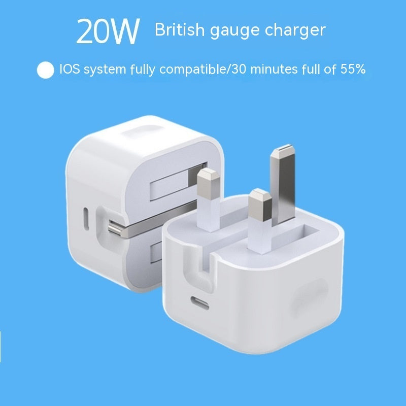 Cargador de teléfono móvil con adaptador británico de 20WPD