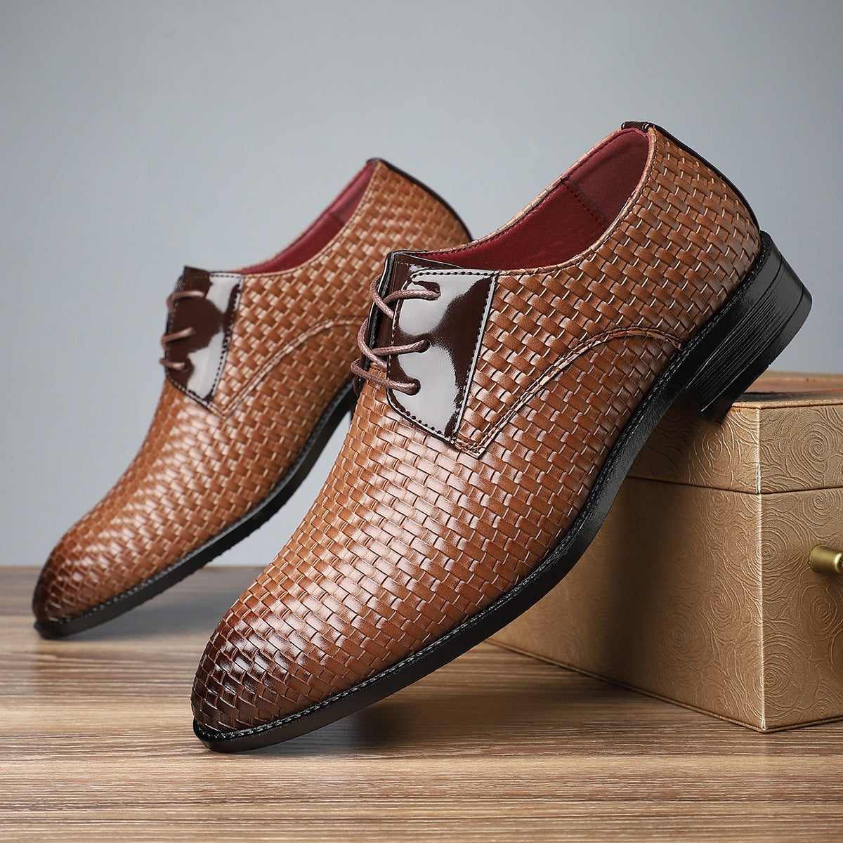 Zapatos de cuero para hombre, de vestir, elegantes, con cordones y punta fina