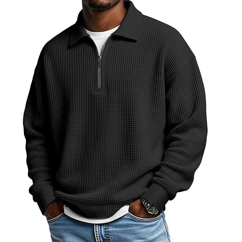 Polo de hombre con cuello y media cremallera
