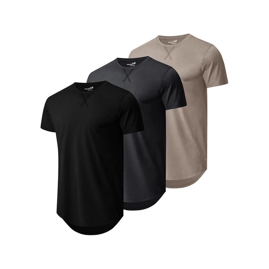 Top Faux Cotton Long Sleeve Crew Neck Short Sleeve Summer T-shirt