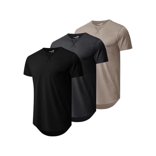 Top Faux Cotton Long Sleeve Crew Neck Short Sleeve Summer T-shirt