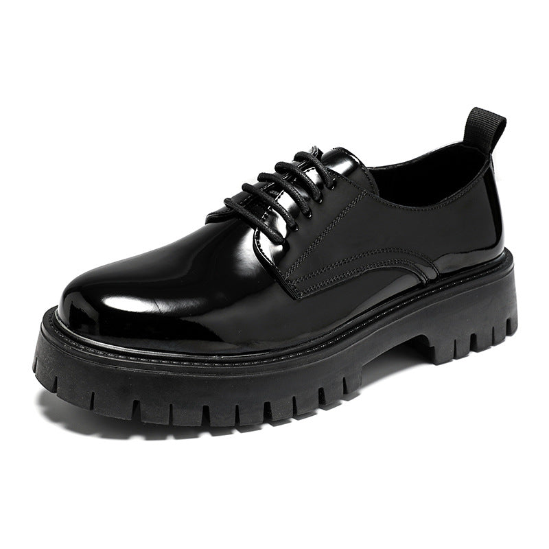 Zapatos de hombre de talla grande, moda, superficie brillante, zapatos de cuero de punta ancha estilo británico
