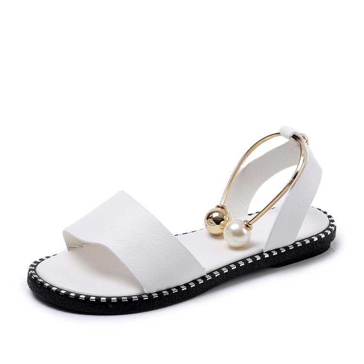 Sandals female pearl buckle
