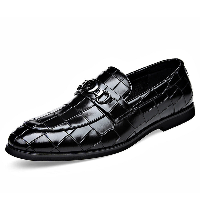 Embossed Pedal Horsebit Buckle Business Casual Youth Shoes