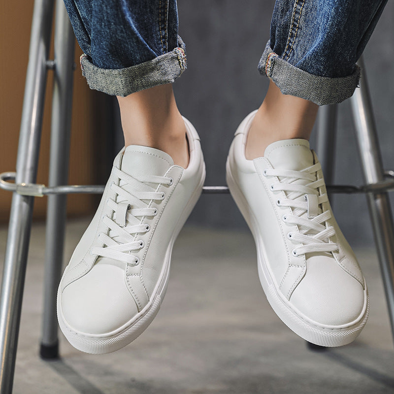 Zapatillas Blancas Transpirables de Piel de Vacuno con Suela Plana, Modernas y Versátiles