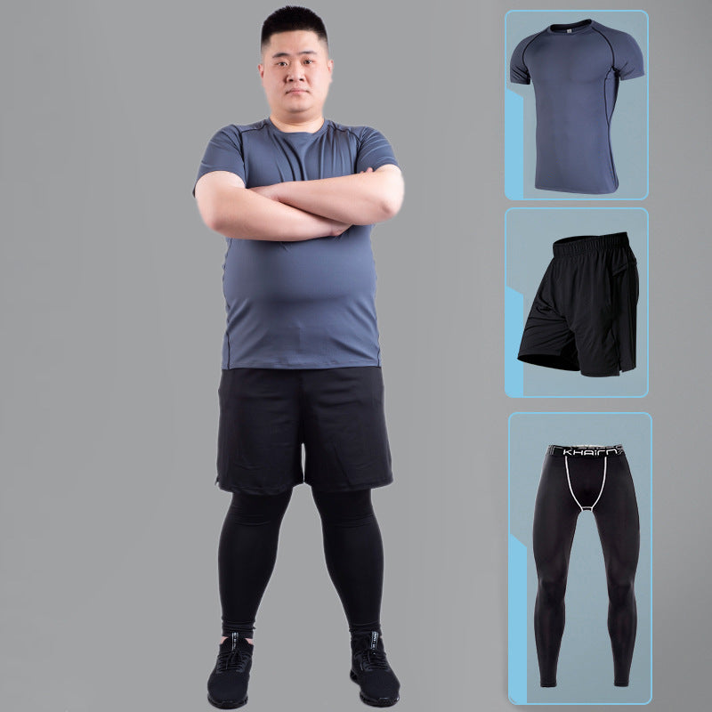 Hombre gordo, alta elasticidad, secado rápido, talla grande, traje de fitness