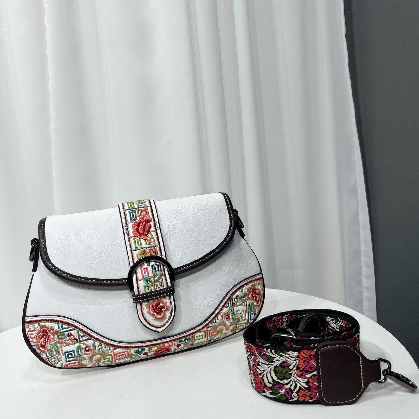 Bolso bandolera bordado estilo retro chino para mujer