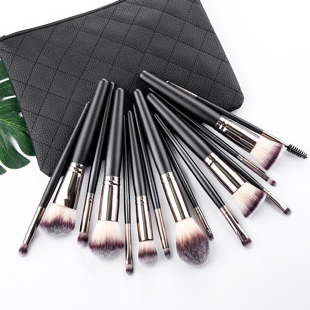 Juego de 15 brochas de maquillaje Juego completo de herramientas de maquillaje negro mate