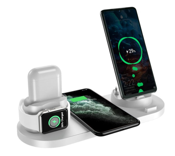 Cargador inalámbrico para iPhone, cargador rápido para teléfono, base de carga rápida para teléfono y reloj, estación de carga 6 en 1