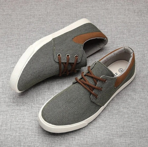 Zapatillas Lona con Cordones para Hombre Suela Blanda Casuales