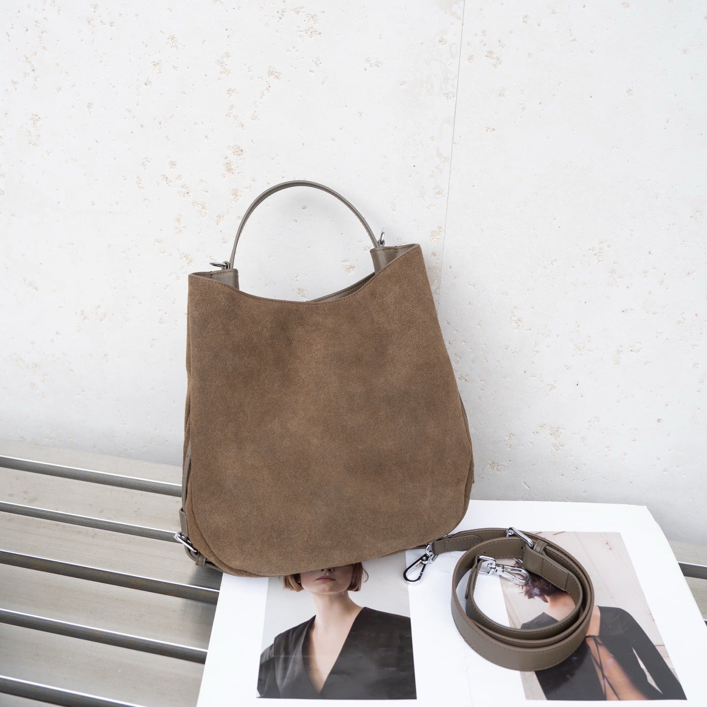 Bolso cruzado de hombro de piel de vacuno mate
