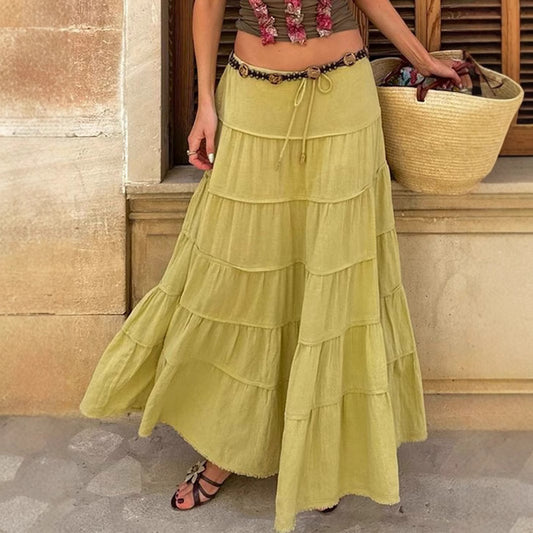 Falda Casual de Moda Acampanada con Capas para Mujer