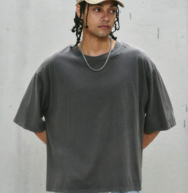 Washed Letter-printed Short Sleeves