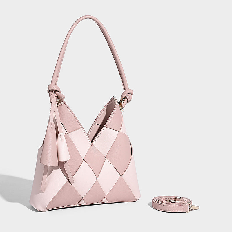Bolso Nido De Parches Tejidos Con Gran Capacidad Perfecto Para Ir Al Trabajo Diseño Tipo Cubo