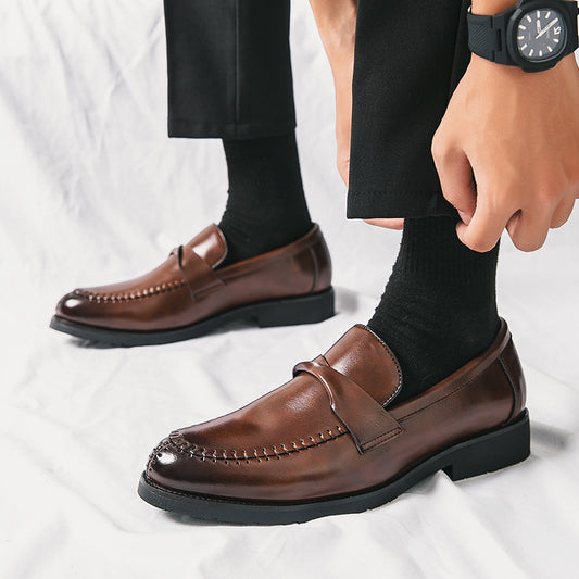 Zapatos de cuero informales y elegantes para hombre, estilo británico de negocios