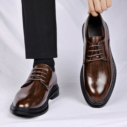 Zapatos de cuero de traje para hombre, otoño e invierno, de vestir, para boda, novio, con cordones
