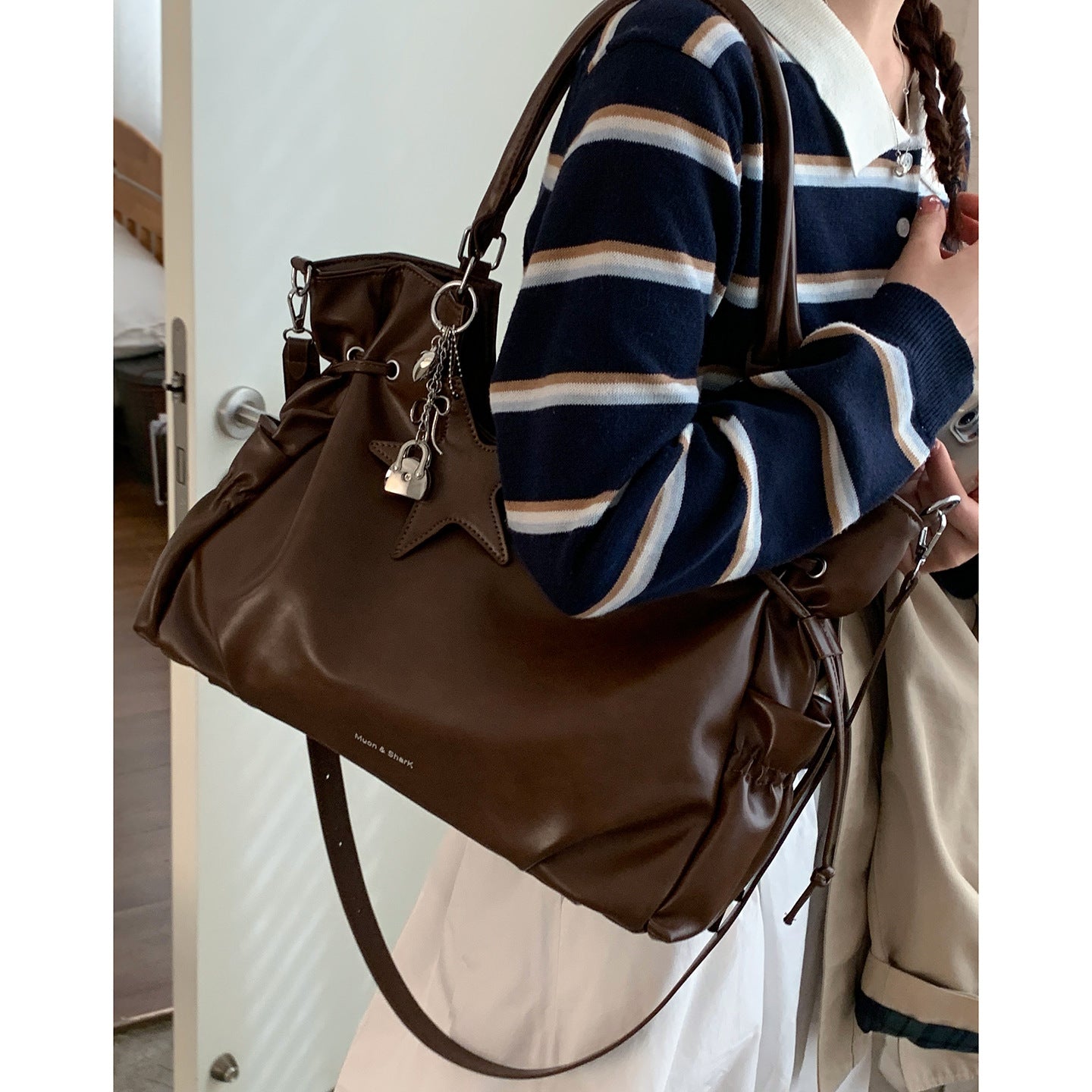 Vintage Biker-style High-capacity Underarm Bag For Women