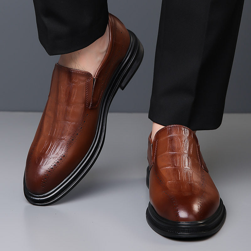 Zapatos de cuero puntiagudos estilo británico informales para hombre