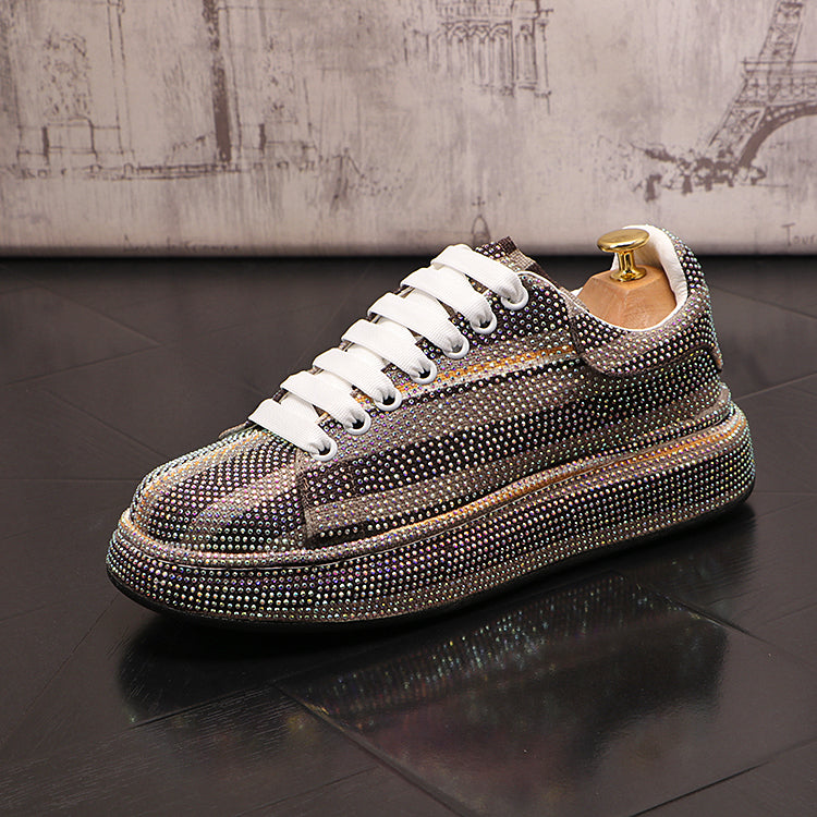 Zapatillas casuales bajas de hombre con pedrería a la moda