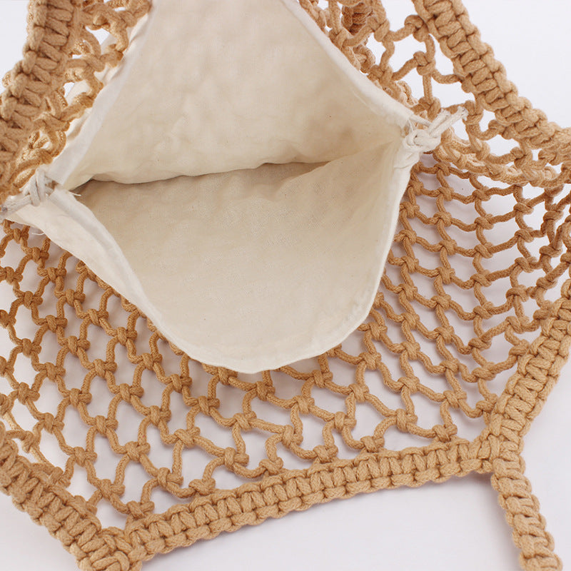 Bolso Nuevo Sencillo Hecho a Mano Tejido con Cuerda de Algodón