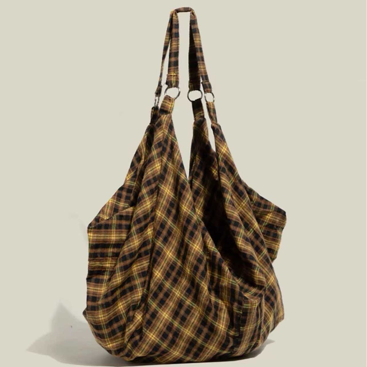 Bolso de hombro/cruzado de tartán de gran capacidad para mujer