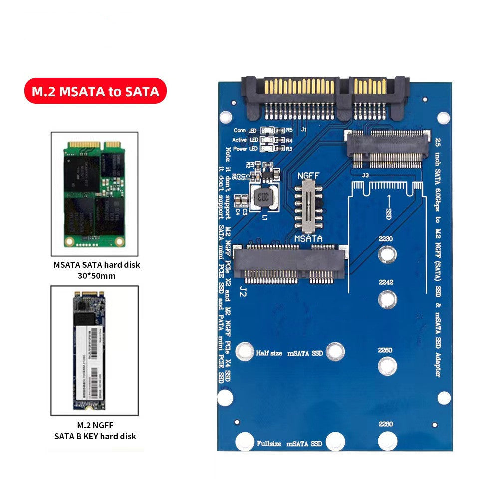 Tarjeta Adaptadora de Conversión SATA3 a M2 NGFF MSATA SSD Placa Conmutadora