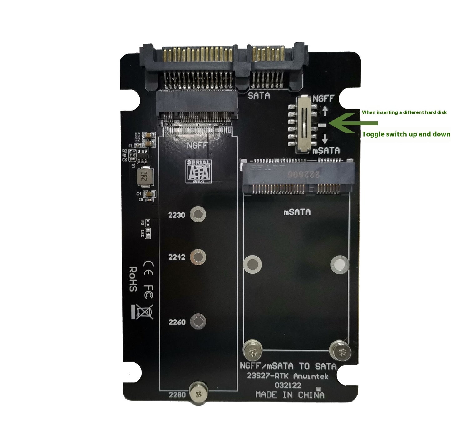 Tarjeta adaptadora SSD de disco duro de estado sólido MSATAm2 N