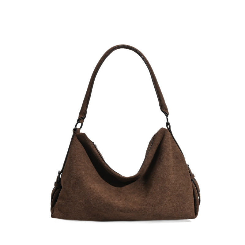Vintage Suede Large-Capacity Tote Bag