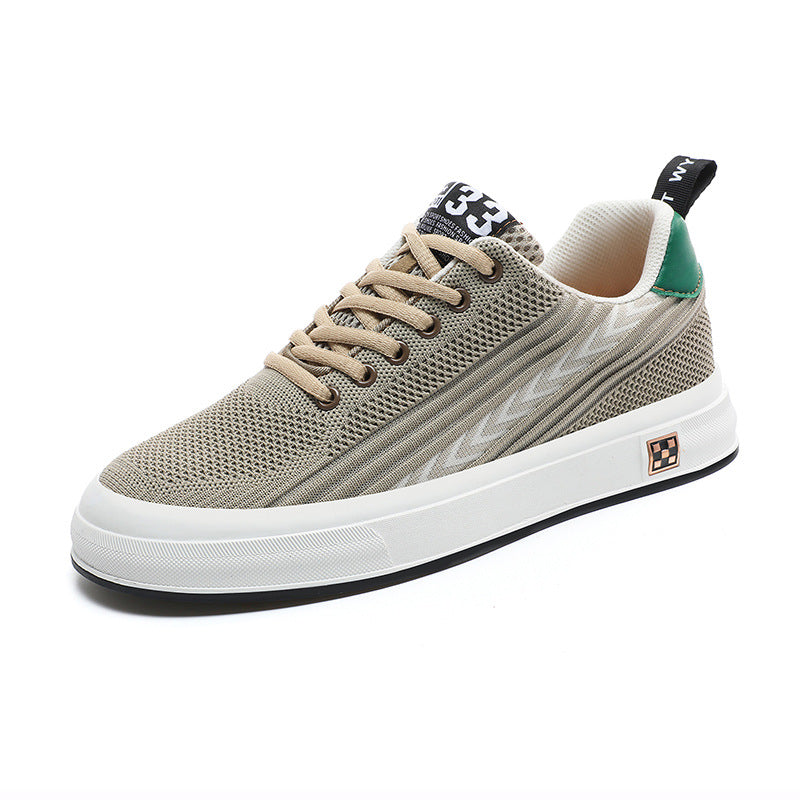 Zapatillas voladoras tejidas de malla resistente al desgaste, deportivas informales, con plantilla invisible de aumento de altura para hombre
