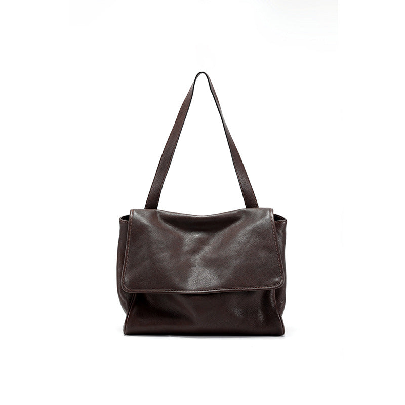 Bolso de hombro retro de cuero suave de gran capacidad