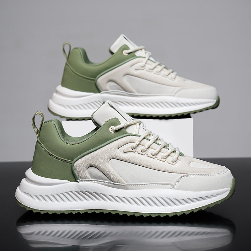 Zapatillas deportivas casual de cuero con suela blanda ligera y plataforma para hombre