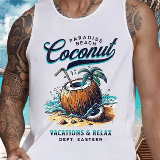 Camiseta sin mangas con estampado digital para hombre