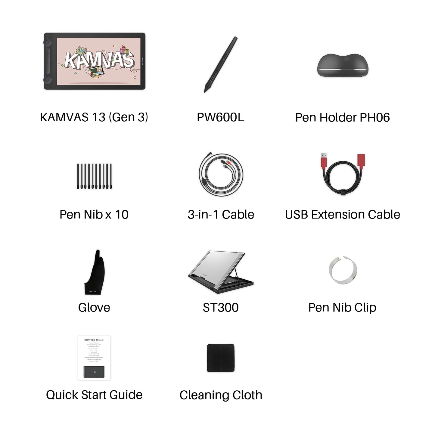 Huion Kamvas 13 (Gen 3) Graphics Tablet with Screen Pentech 4.0 16K Levels Pressure Pen Display Dual Dials 5 Press Keys