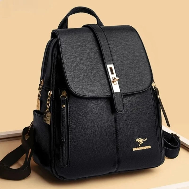 mochila De Costas Couro Social Feminina Elegante Reforçada Top canguru