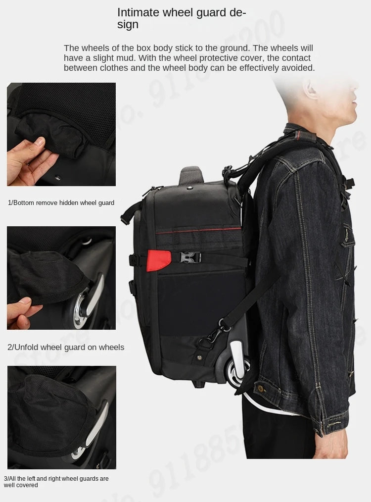 Multifunctional Rolling Camera Bag Double-shoulder Camera Bag Rolling Carry-on Suitcase Waterproof Video Camera Luggage
