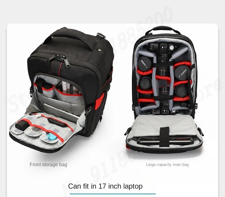 Multifunctional Rolling Camera Bag Double-shoulder Camera Bag Rolling Carry-on Suitcase Waterproof Video Camera Luggage
