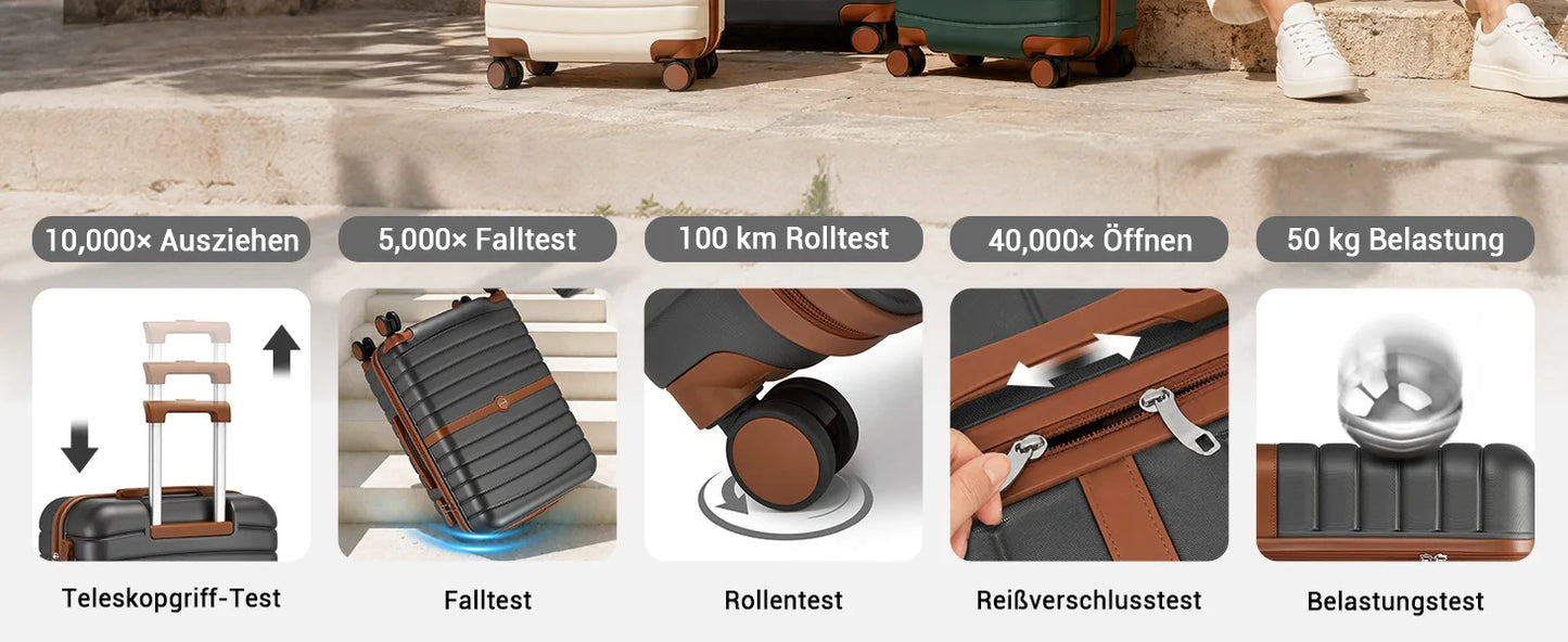 KONO Hard Shell Case (55/66/76 cm) PC suitcase Set with 360 ° Roll & Combination Lock